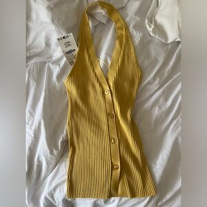 COPY - Zara yellow ribbed halter vest